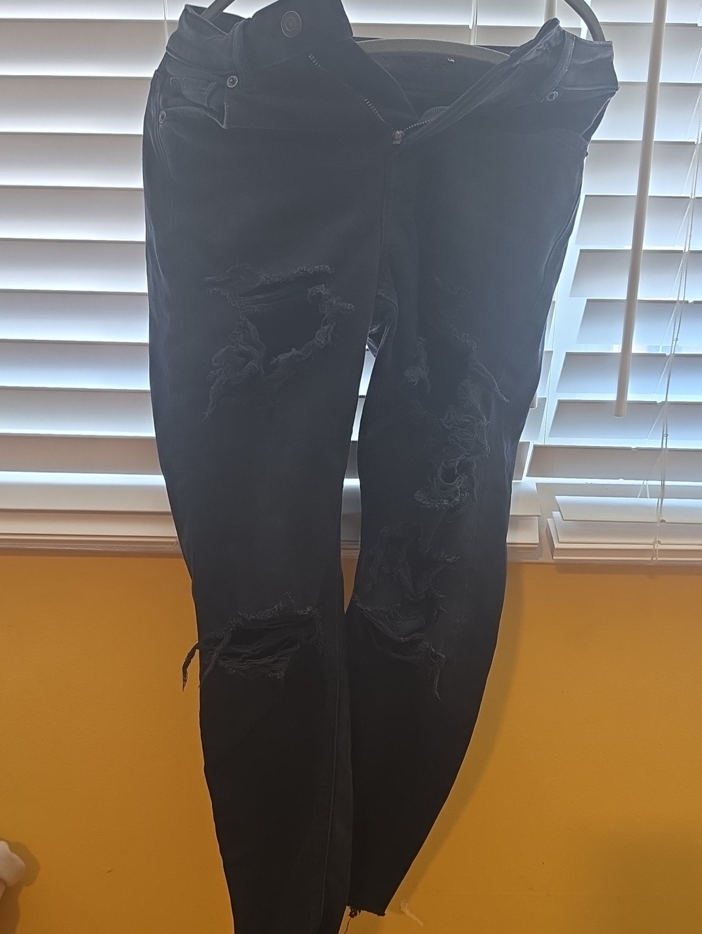 American Eagle Outfitters Black Distressed Skinny Jeans